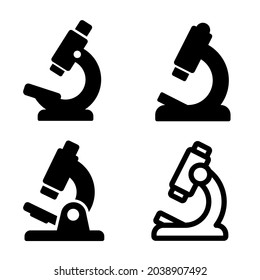 Microscope icon set. Microscope science lab magnify tool symbol.