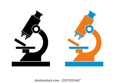 Microscope icon set simple design isolated on white background.