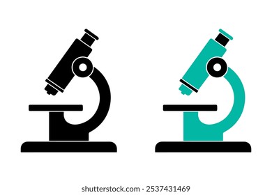 Microscope icon set simple design isolated on white background.