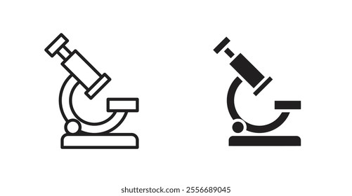 Microscope icon set in Thin line black color.