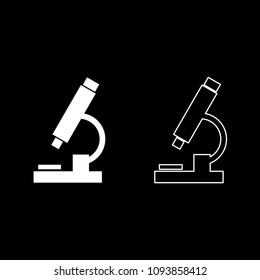 Microscope icon set white color outline