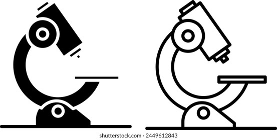 icono, signo o símbolo de microscopio en estilo de glifo y línea aislado sobre fondo transparente. Ilustración vectorial