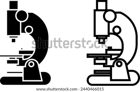 microscope icon, sign, or symbol in glyph and line style isolated on transparent background. Vector illustration