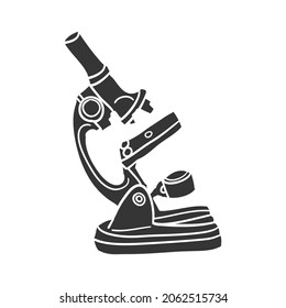 Microscope Icon Silhouette Illustration. Laboratory Equipment Vector Graphic Pictogram Symbol Clip Art. Doodle Sketch Black Sign.