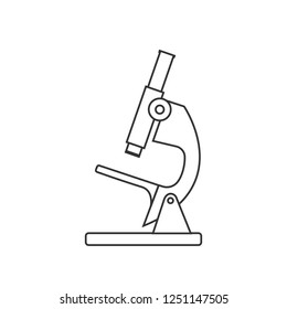 Microscope icon, silhouette. Vector illustration, flat design.
