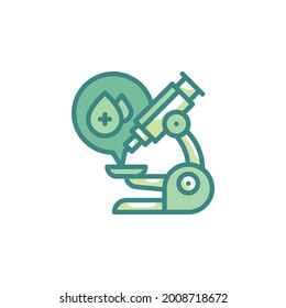 Microscope icon. Simple, flat, outline, two tones, color.