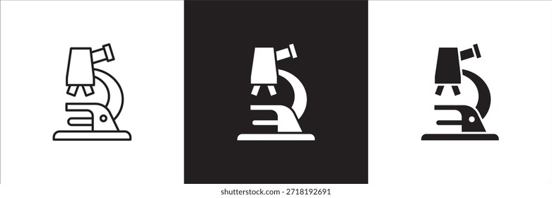Microscope icon. Microscope icon in simple flat outline design. Icon symbol for laboratory, chemistry, research, biology, science, medical and more. Vector illustration.