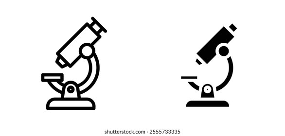 Microscope icon symbol collection on white background.