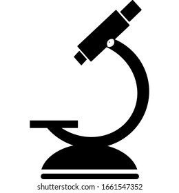 Icono de microscopio. Símbolo de ciencia, química, instrumento farmacéutico, herramienta de magnificación microbiológica. Estilo plano de microscopio para plantilla de diseño gráfico. Adecuado para logotipo, sitio web, UI, aplicación móvil. 