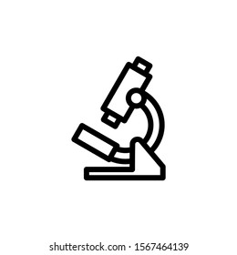 Microscope icon template in line art style on white background, Microscope symbol vector sign isolated on white background illustration for graphic and web design