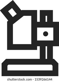 Microscope icon in thick outline style. Black and white monochrome vector illustration