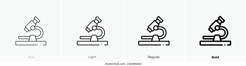 microscope icon. Thin, Light Regular And Bold style design isolated on white background