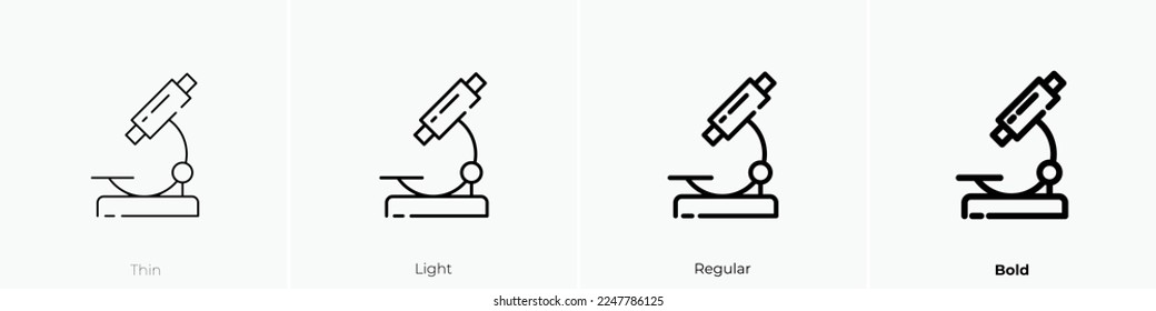microscope icon. Thin, Light Regular And Bold style design isolated on white background