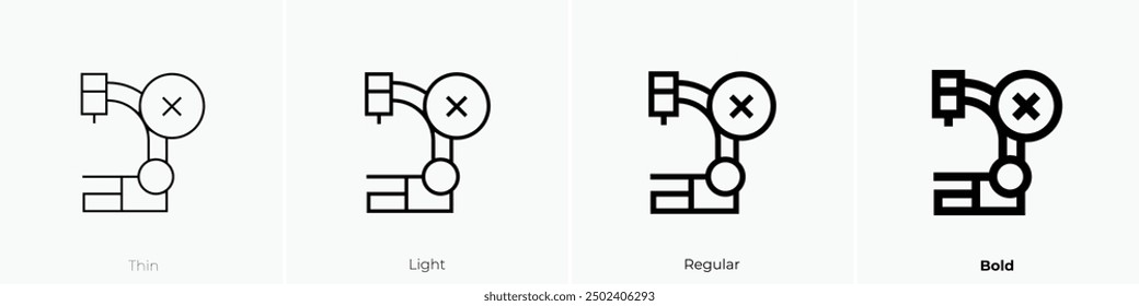 microscope icon. Thin, Light Regular And Bold style design isolated on white background