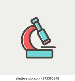 Microscope icon thin line for web and mobile, modern minimalistic flat design. Vector icon with dark grey outline and offset colour on light grey background.