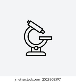 Ícone de microscópio em três tamanhos de traçado de linha diferentes.