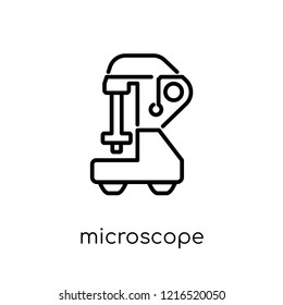 microscope icon. Trendy modern flat linear vector microscope icon on white background from thin line collection, outline vector illustration