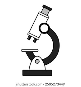 Microscope Icon Vector Art Black White Line Drawing