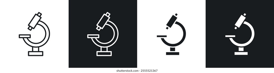 Microscope icon vector collection in black and white.