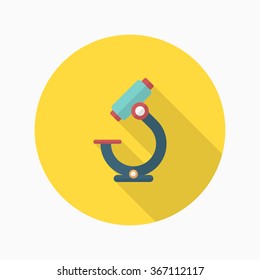 Microscope icon , Vector flat long shadow design. In education concept.