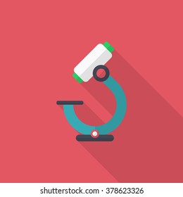 Microscope icon , Vector flat long shadow design. In education concept.