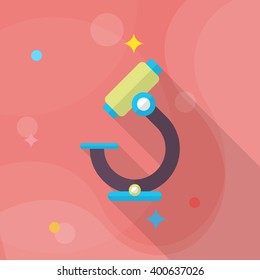 Microscope icon , Vector flat long shadow design. In education concept.