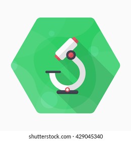 Microscope icon , Vector flat long shadow design. In education concept.