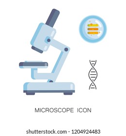 Microscope Icon. Vector Illustration. Cartoon Icon. Design for Web, Laboratories, Book Illustrations, Chemistry Education Classes