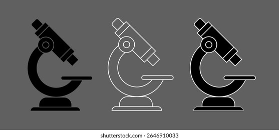 Microscópio Icon ilustração vetorial, Conjunto de ícones de microscópio linha e glifo, Sinal de microscópio Lab, Micro Scope Editável e ícone vetorial totalmente em camadas, ícone de linha de microscópio simples, microscópio clipart.