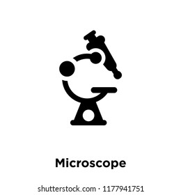 Microscope icon vector isolated on white background, logo concept of Microscope sign on transparent background, filled black symbol