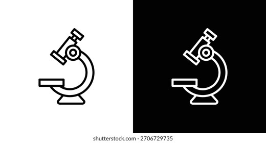 Ícone de microscópio. Ícone linear de vetor isolado em preto e branco