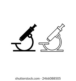 microscope icon vector silhouette and line