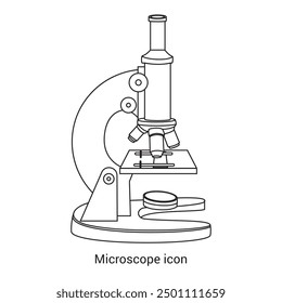 Microscope icon, vector, silhouette. Microscope  scientific line icon, and laboratory instrument. Vector illustration. Medical Microscope outline pictogram.