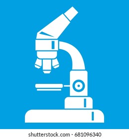 Microscope icon white isolated on blue background vector illustration