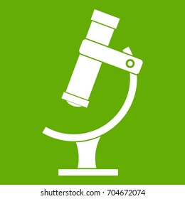 Microscope icon white isolated on green background. Vector illustration