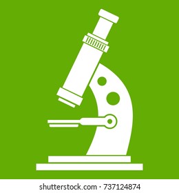 Microscope icon white isolated on green background. Vector illustration