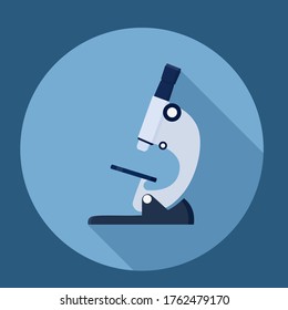 Microscope Icon.Flat circle icon with long shadow.Vector illustration