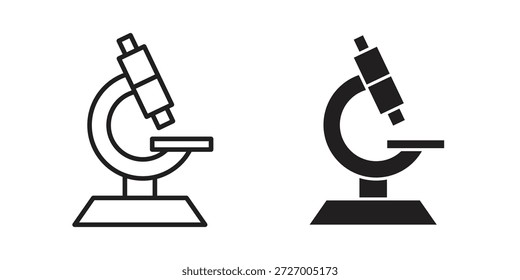 Ícones de microscópio em glifos pretos e versões de revestimento para design.