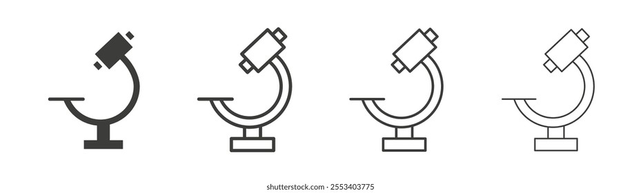 Microscope icons collection. vector set in black color