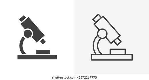 Microscope icons. flat and line style set