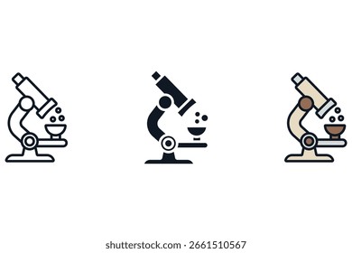 microscope icons isolated on White Background. Flat style design