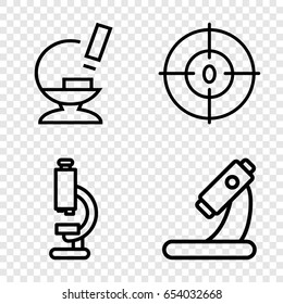 Microscope icons set. set of 4 microscope outline icons such as microscope