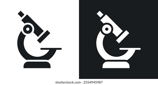 Microscope icons in solid black and white colors