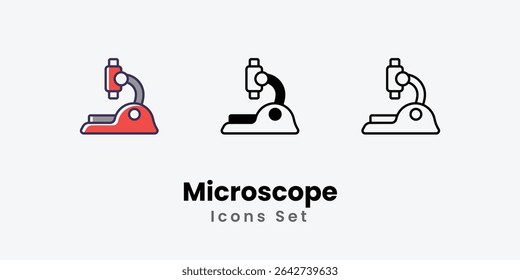 Microscope Icons thin line and glyph vector icon stock illustration