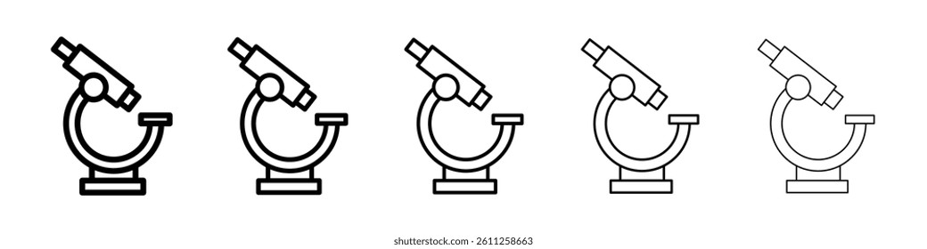 Microscope icons vector set in different stroke line style