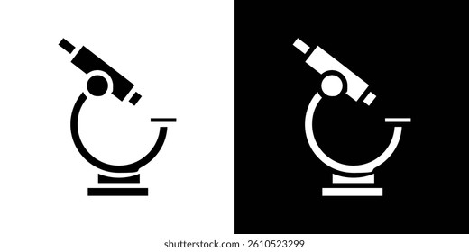 Microscope icons vector set in solid flat style