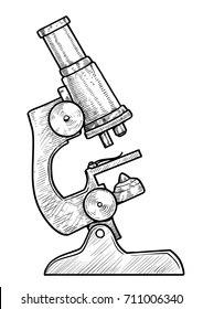 Microscope illustration  drawing  engraving  ink  line art  vector
