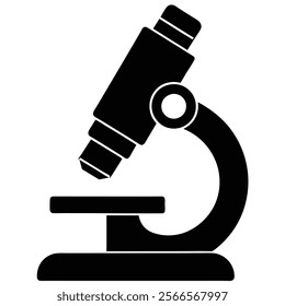 Microscope Illustration Laboratory Research Symbol. Simple Microscope black symbol on white background 