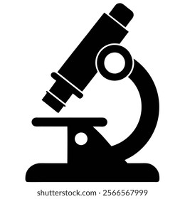 Microscope Illustration Laboratory Research Symbol. Simple Microscope black symbol on white background 