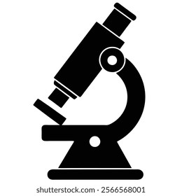 Microscope Illustration Laboratory Research Symbol. Simple Microscope black symbol on white background 